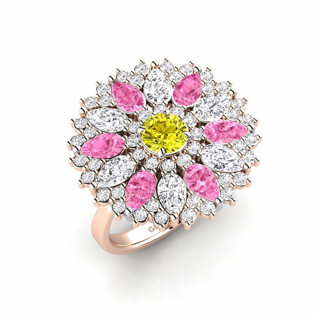 18k Rose & White Gold Yellow Diamond Ring Luys