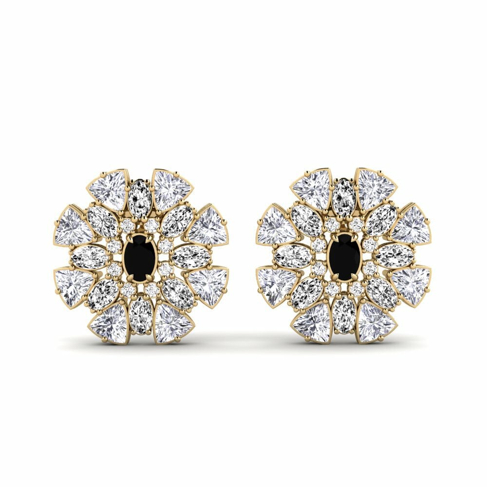 14k Yellow Gold Black Onyx Women's Earring Malcesine