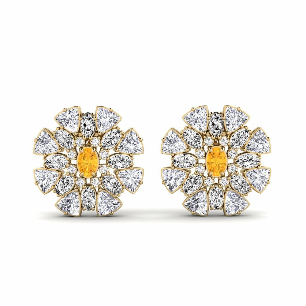 14k Yellow Gold Citrine Women's Earring Malcesine