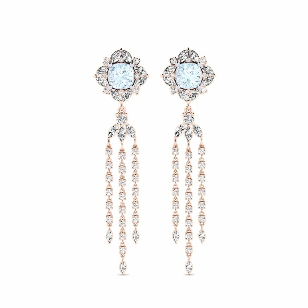 14k Rose & White Gold Aquamarine Women's Earring Mintaka