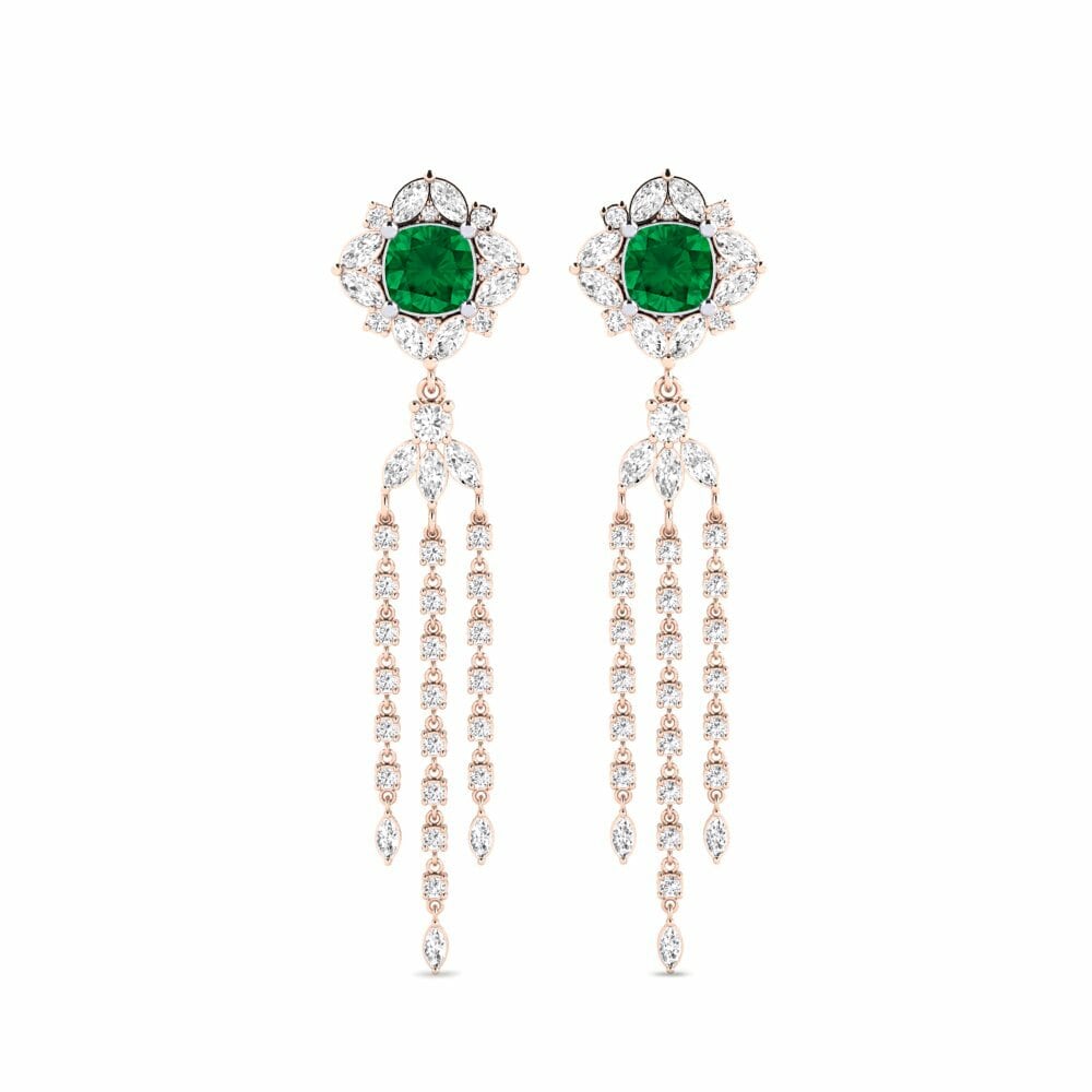 14k Rose & White Gold Emerald (Lab Created) Women's Earring Mintaka