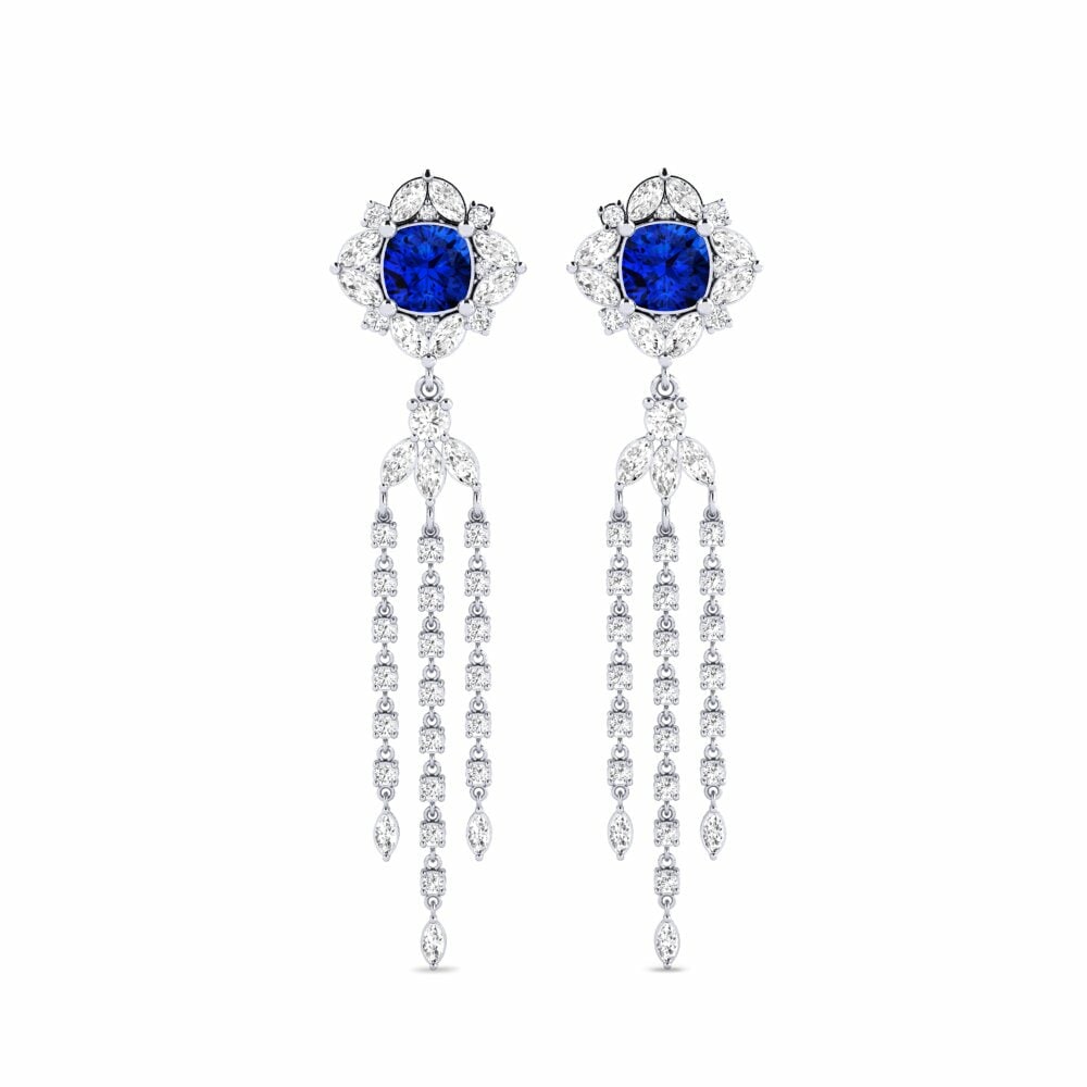 9k White Gold Sapphire (Lab Created) Women's Earring Mintaka