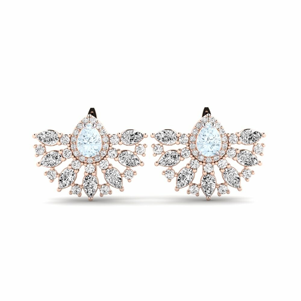 14k Rose & White Gold Aquamarine Women's Earring Mirayen