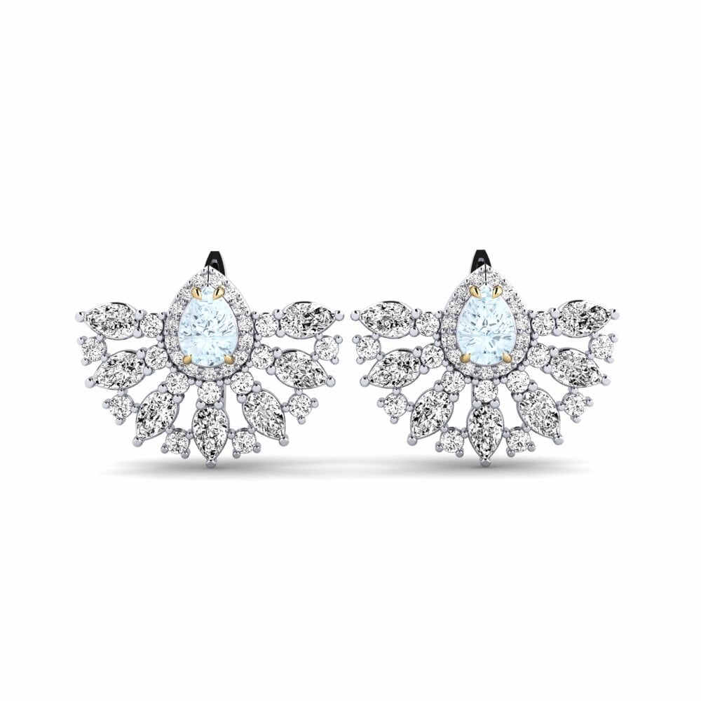 14k White & Yellow Gold Aquamarine Women's Earring Mirayen