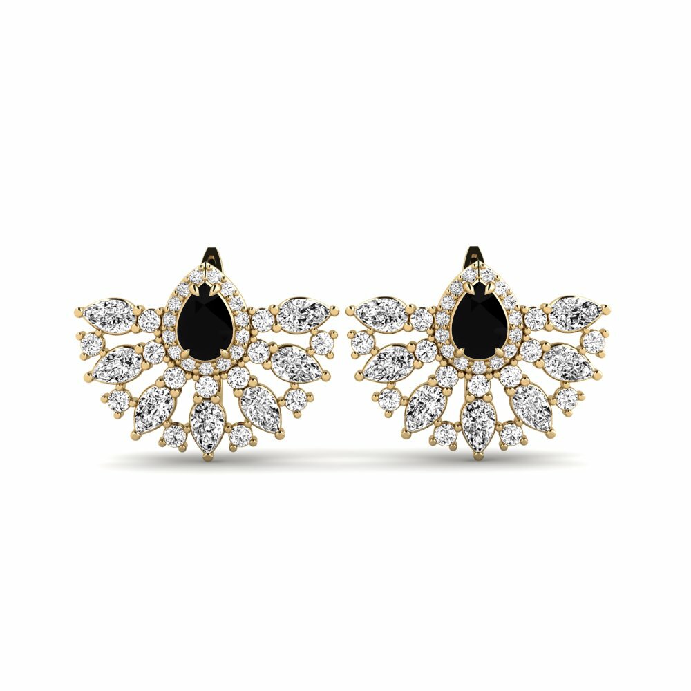 14k Yellow Gold Black Onyx Women's Earring Mirayen
