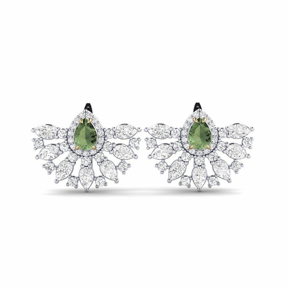 14k White & Yellow Gold Green Sapphire Women's Earring Mirayen