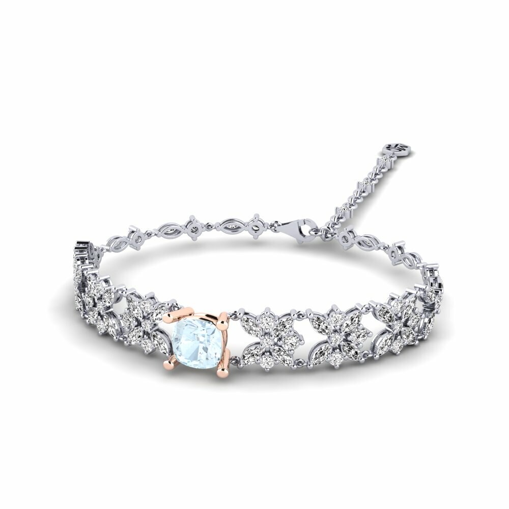 14k White & Rose Gold Aquamarine Women's Bracelet Nashira