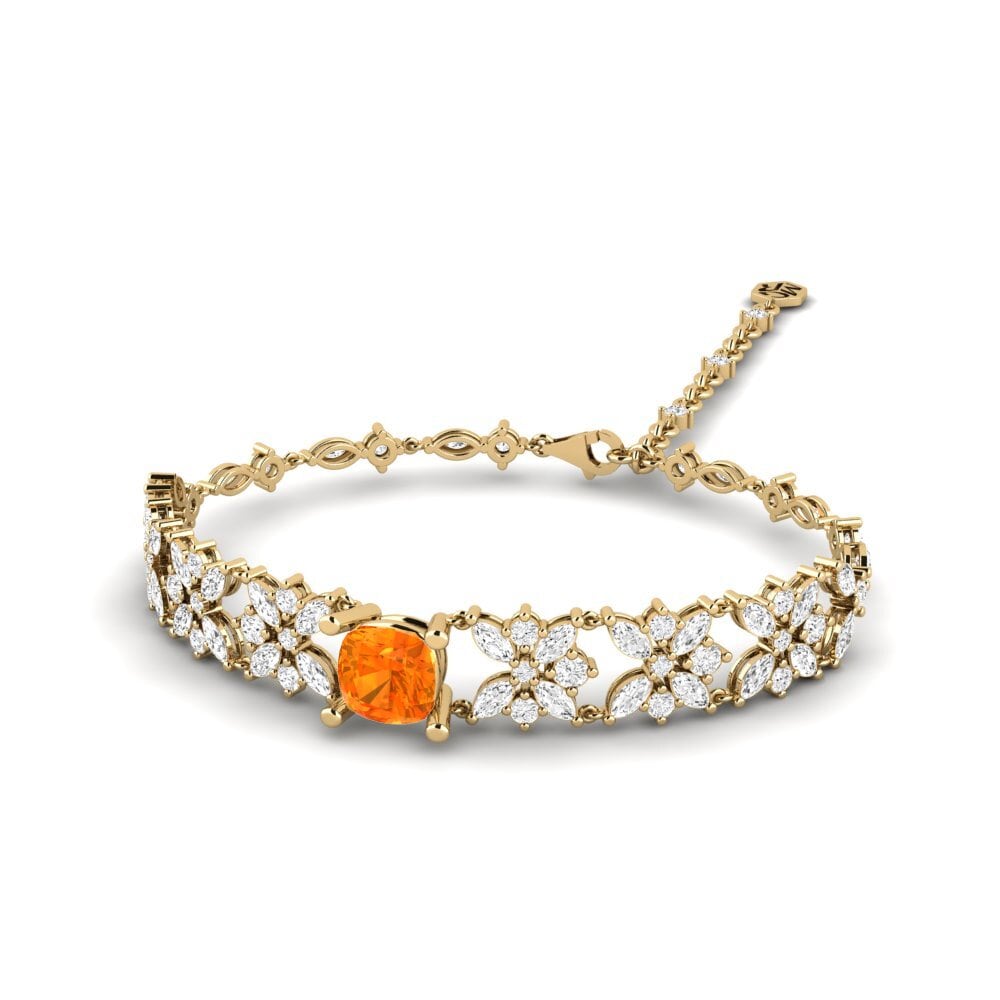 14k Oro Amarillo Zafiro Naranja Pulsera de Mujer Nashira