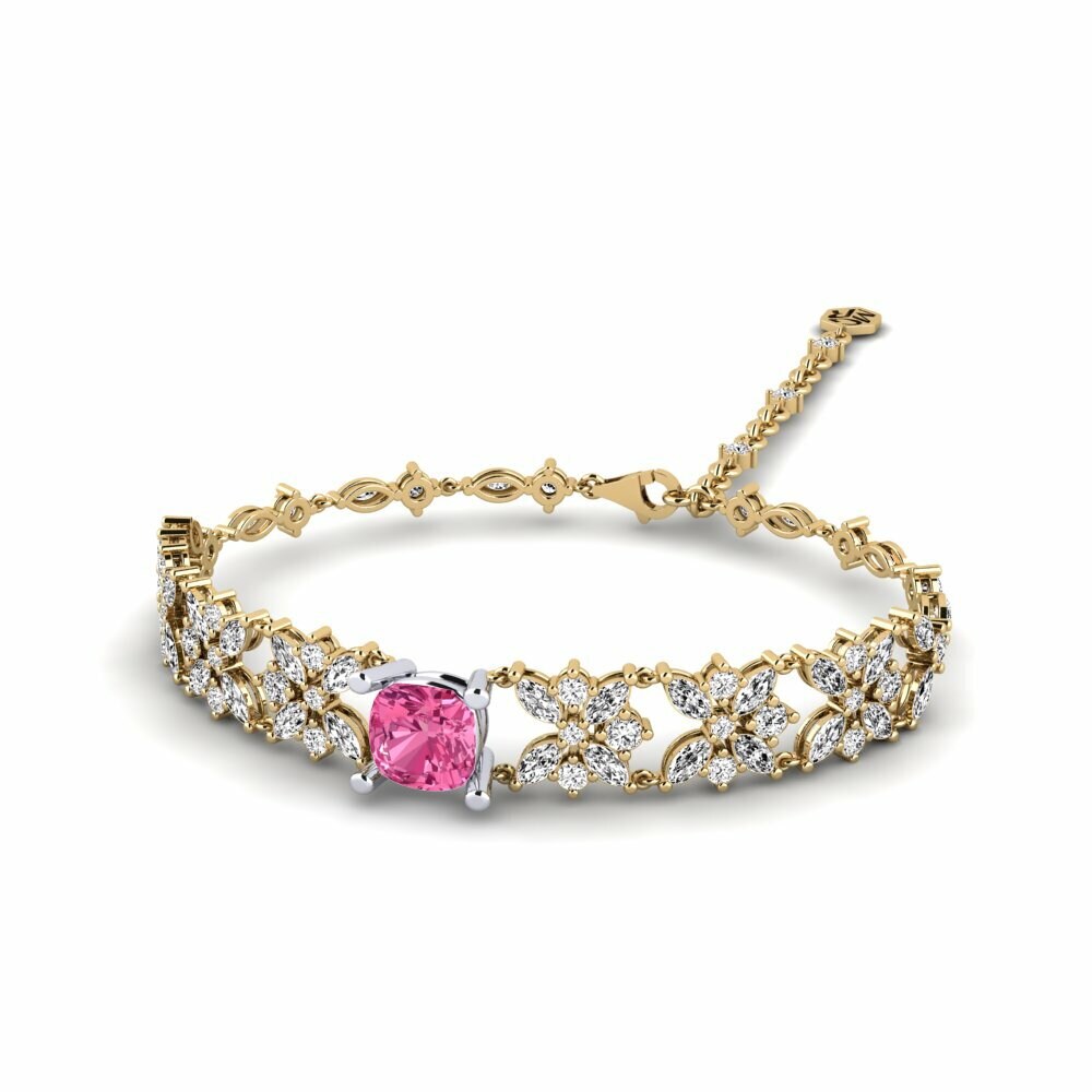 9k Yellow & White Gold Pink Tourmaline Women's Bracelet Nashira
