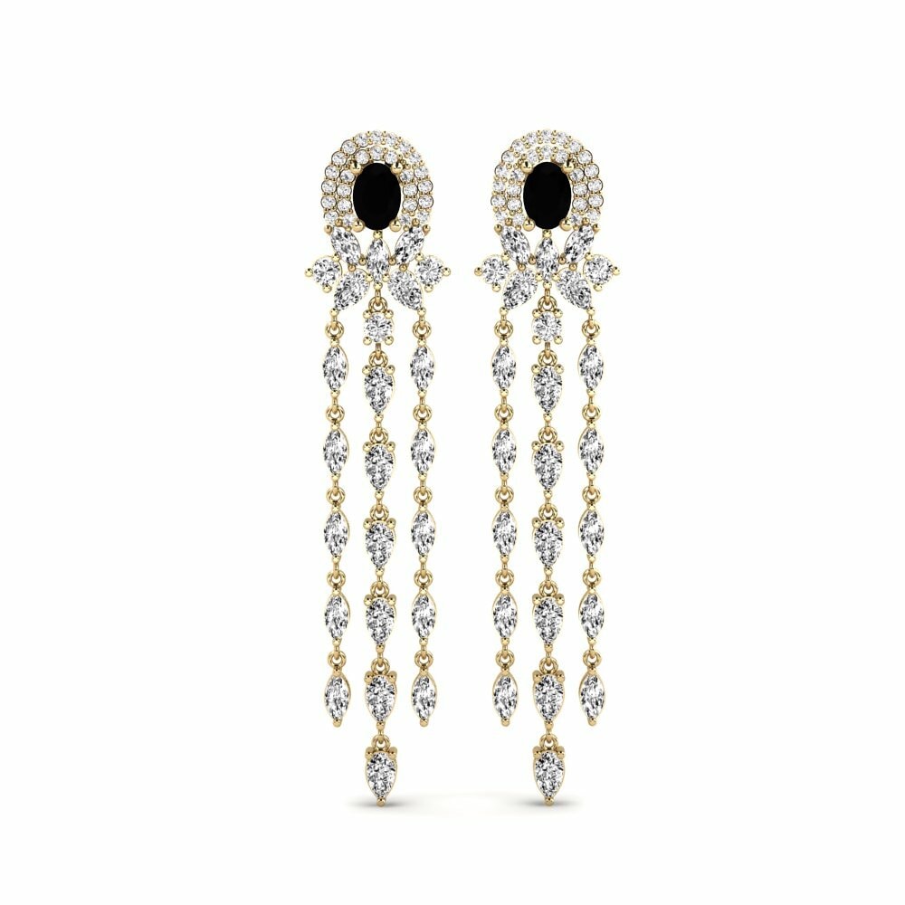 14k Yellow Gold Black Onyx Women's Earring Ponlu