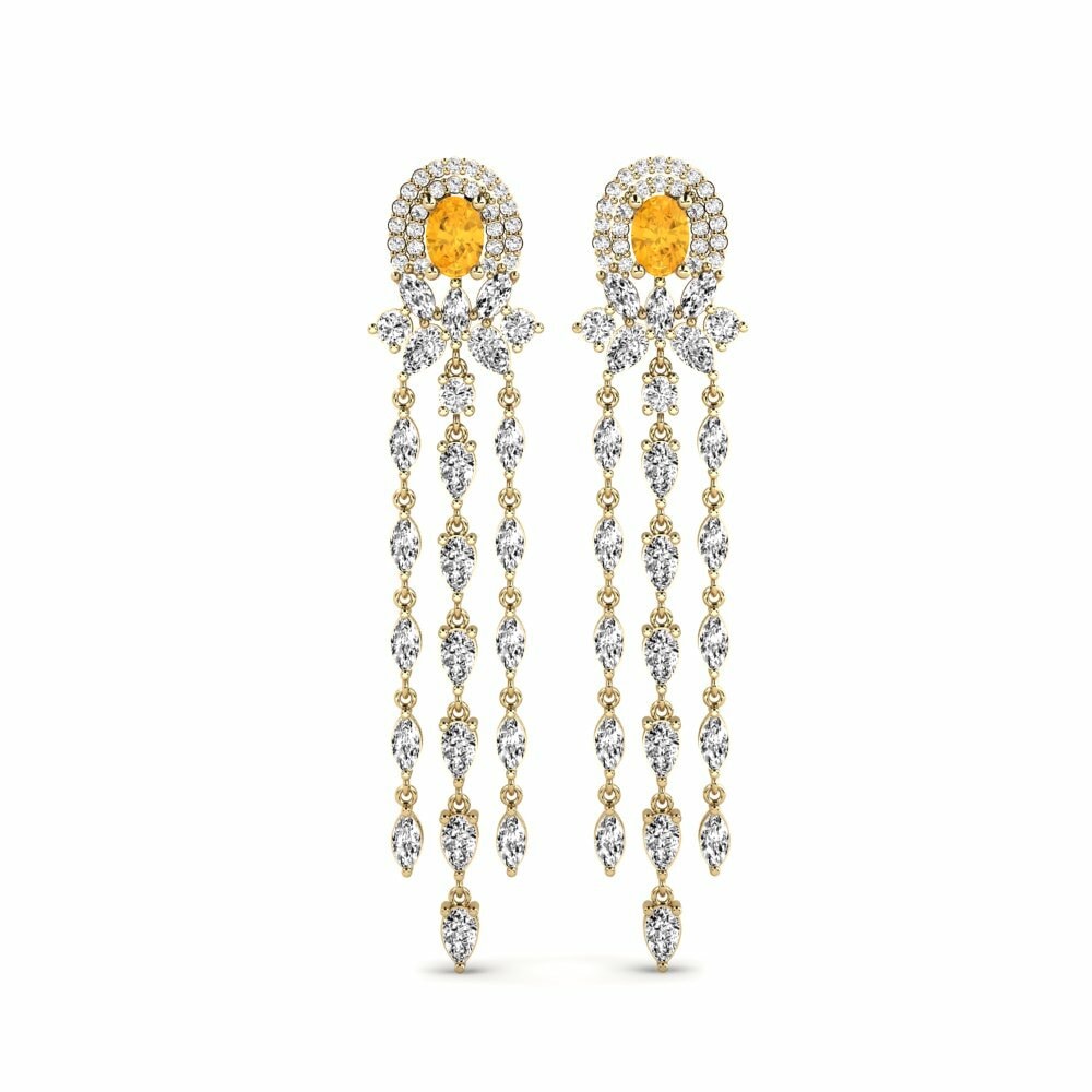 14k Yellow Gold Citrine Women's Earring Ponlu