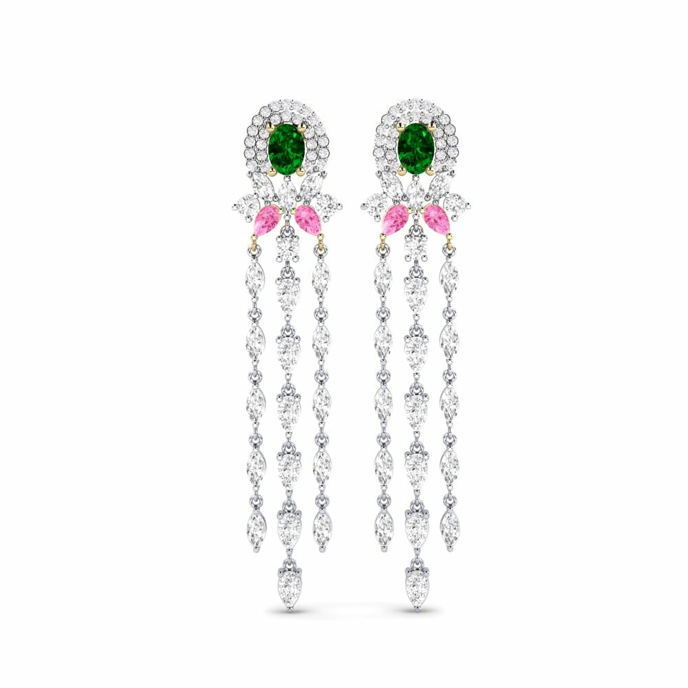 14k White & Yellow Gold Green Zirconia Women's Earring Ponlu