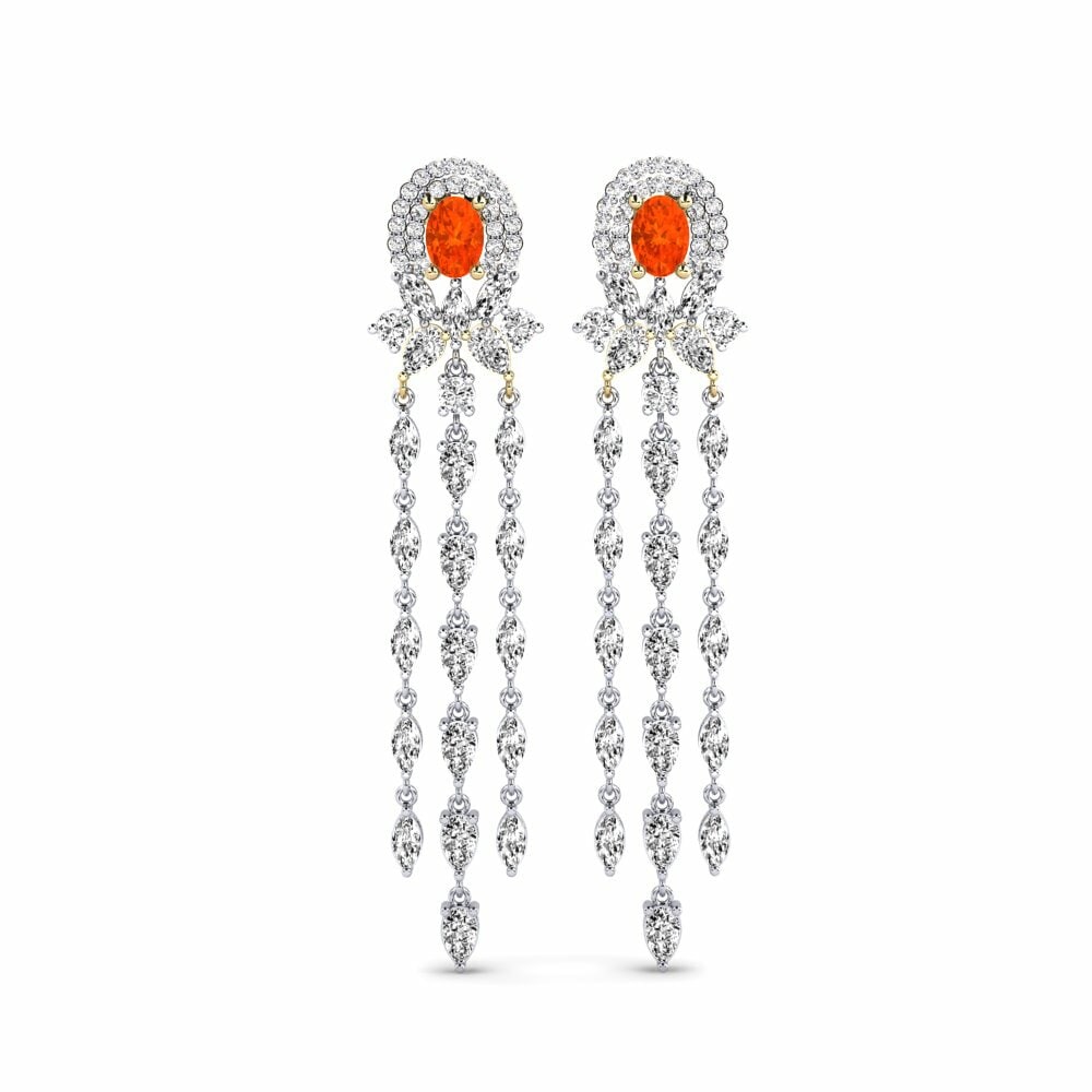 14k White & Yellow Gold Fire-Opal Women's Earring Ponlu
