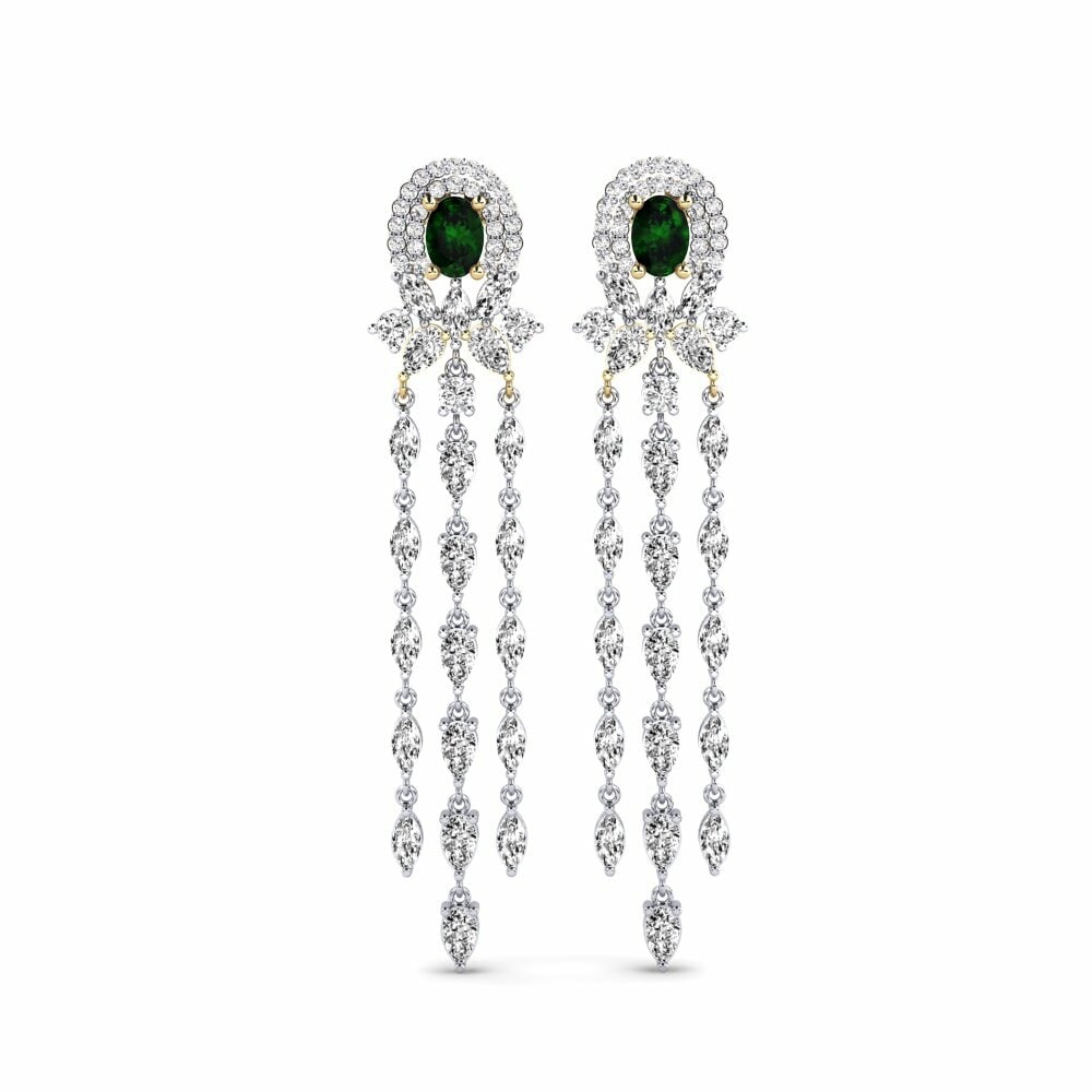 14k White & Yellow Gold Green Tourmaline Women's Earring Ponlu