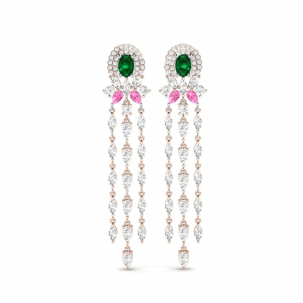 14k Rose & White Gold Emerald (Lab Created) Women's Earring Ponlu