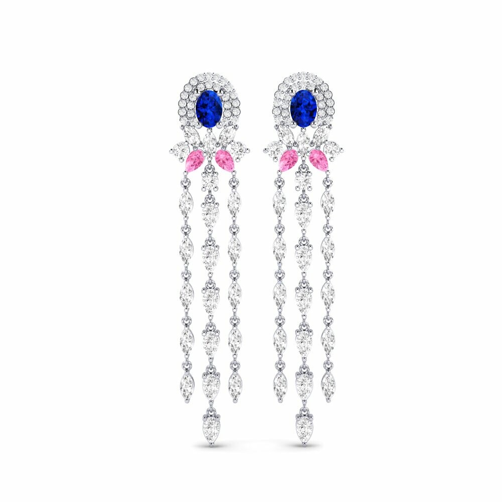 9k White Gold Sapphire (Lab Created) Women's Earring Ponlu