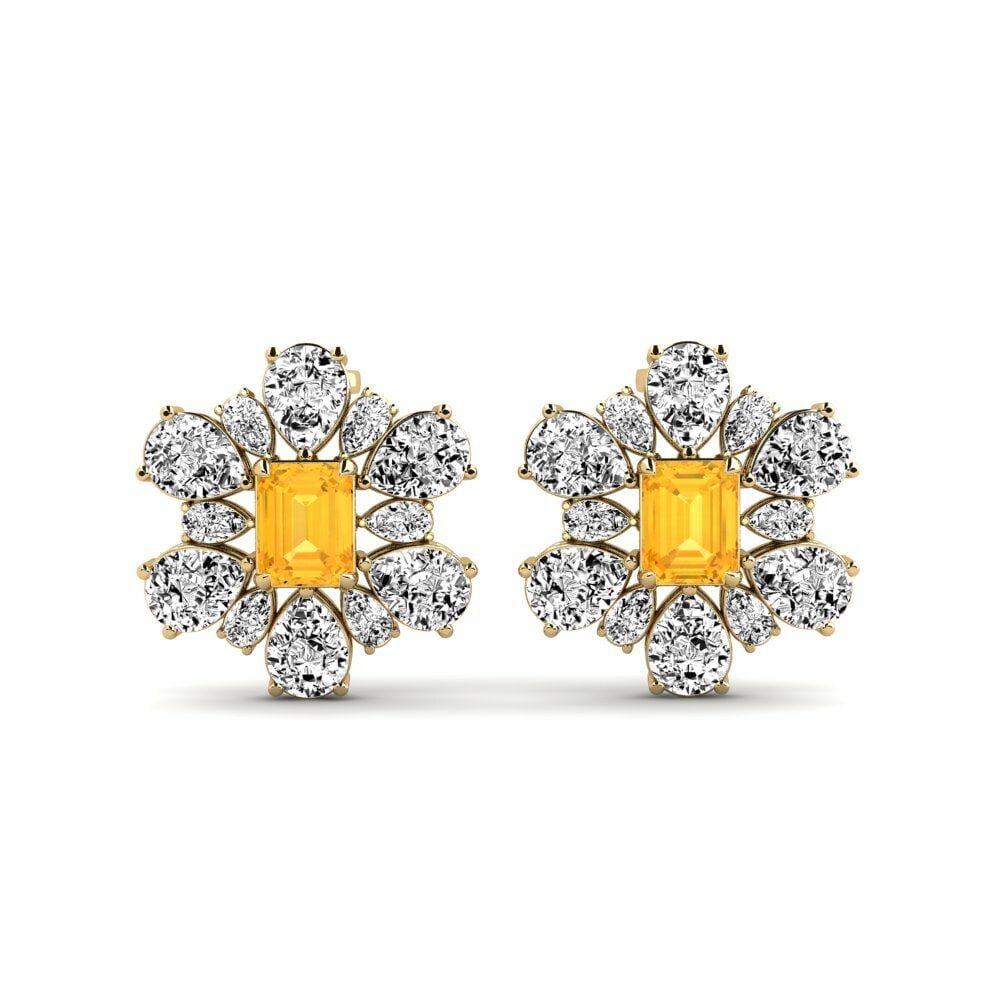 14k Yellow Gold Citrine Women's Earring Poplava