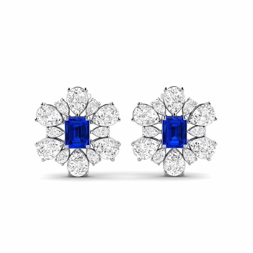 9k White Gold Sapphire (Lab Created) Women's Earring Poplava