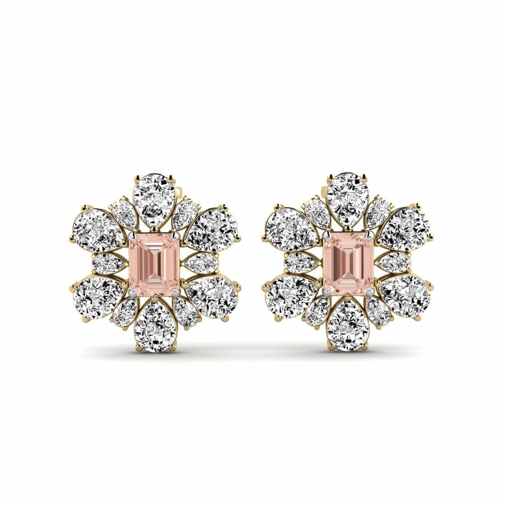 14k Yellow & White Gold Morganite Women's Earring Poplava
