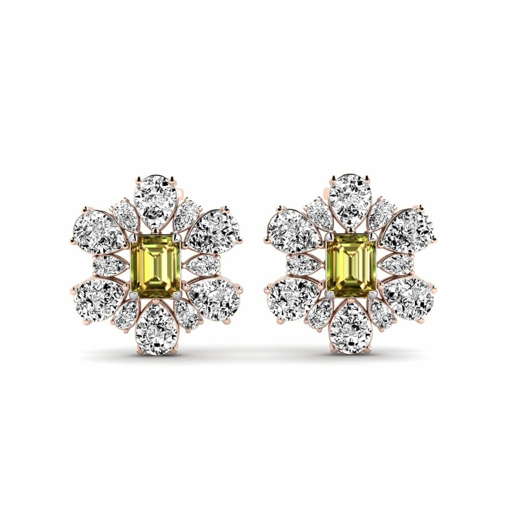14k Rose & White Gold Sultan Stone Women's Earring Poplava