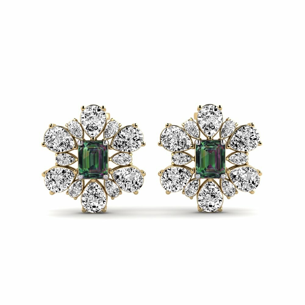 14k Yellow & White Gold Mystic Topaz Women's Earring Poplava