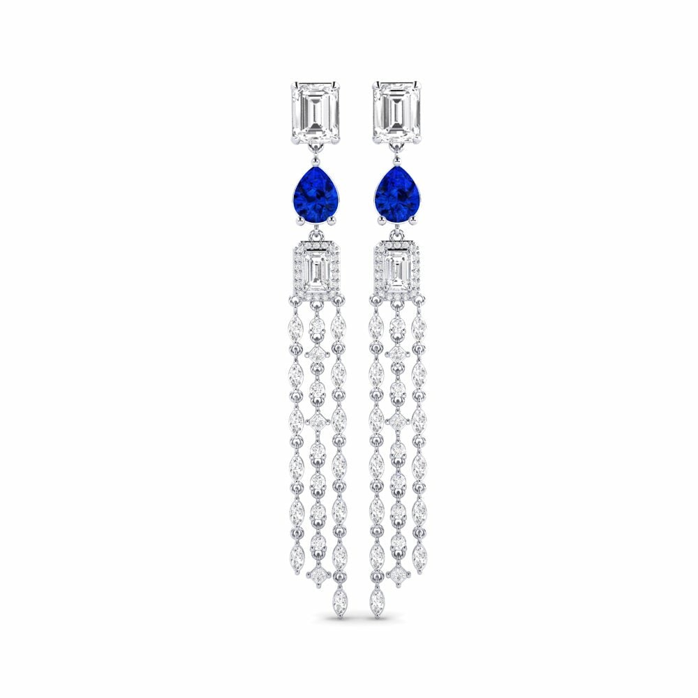 9k White Gold Sapphire (Lab Created) Women's Earring Potvynis