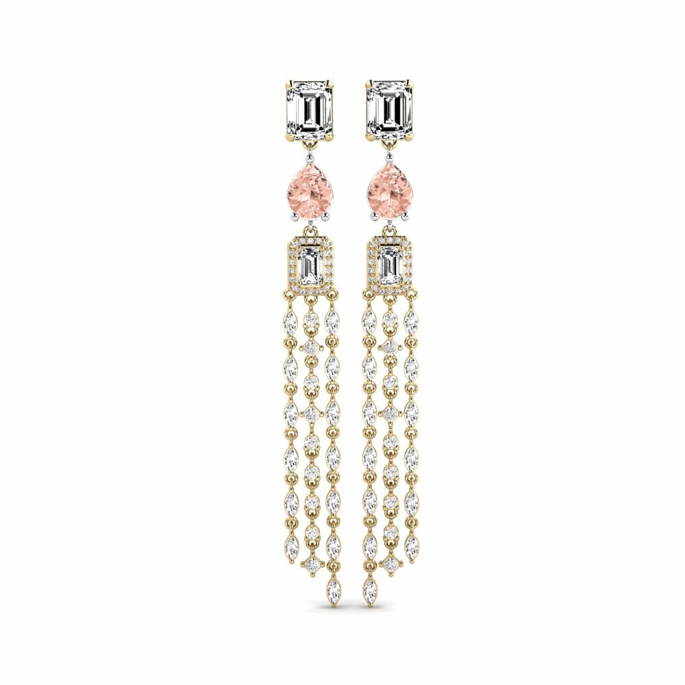14k Yellow & White Gold Morganite Women's Earring Potvynis