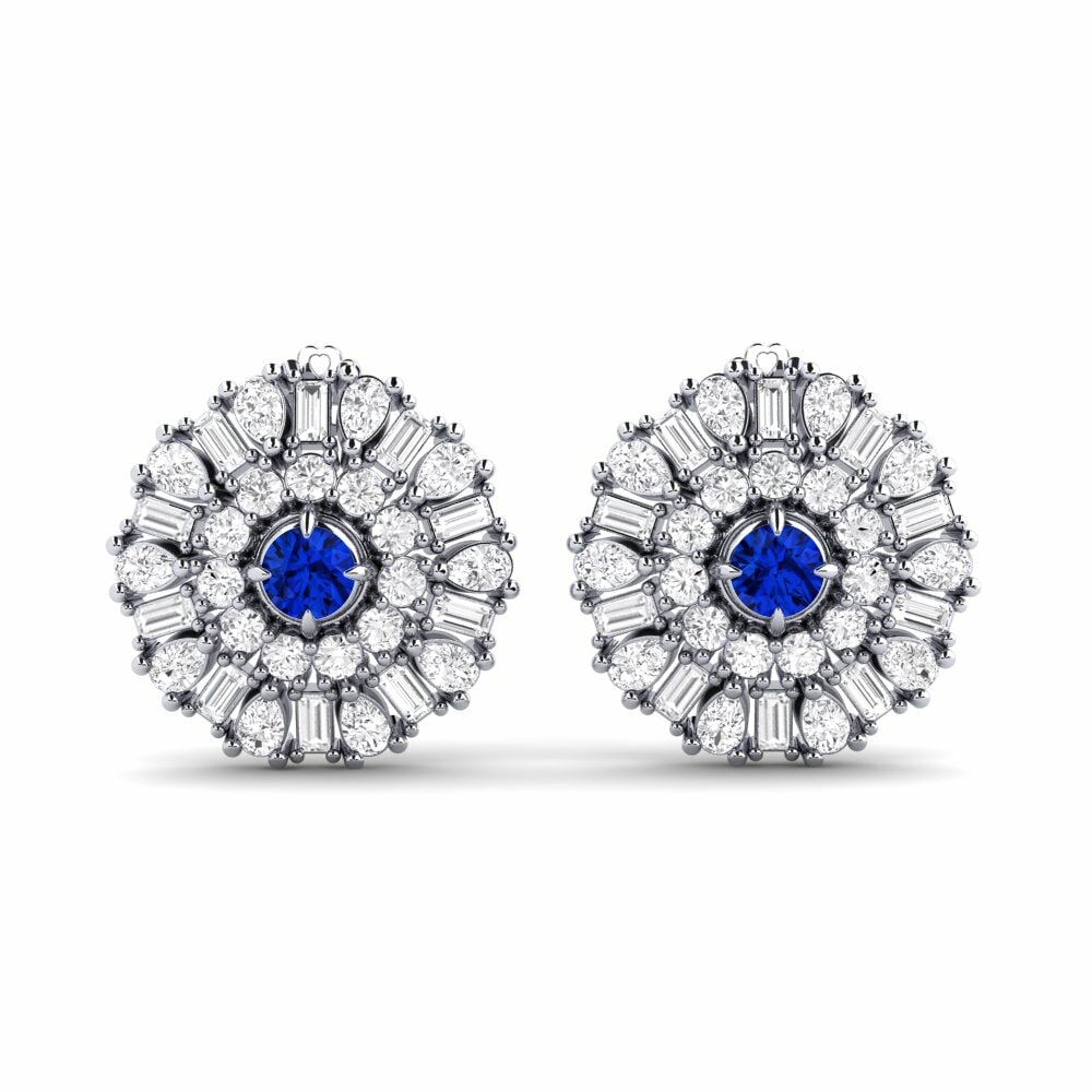 9k White Gold Sapphire (Lab Created) Women's Earring Pua
