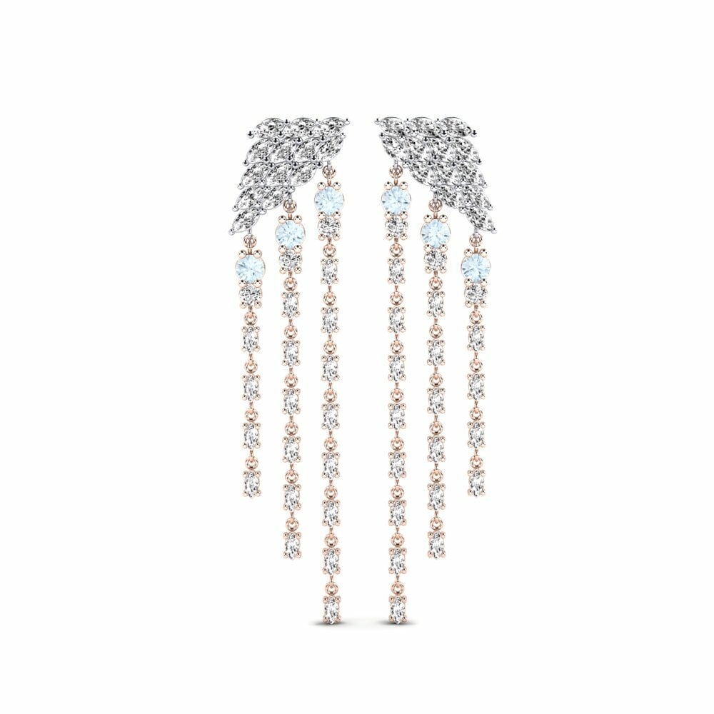 14k Rose & White Gold Aquamarine Women's Earring Raggiante