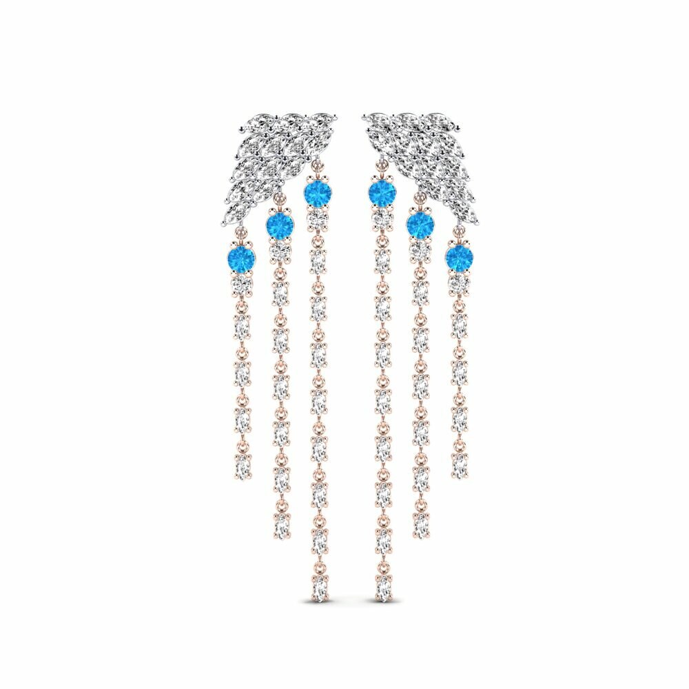 14k Rose & White Gold Blue Topaz Women's Earring Raggiante
