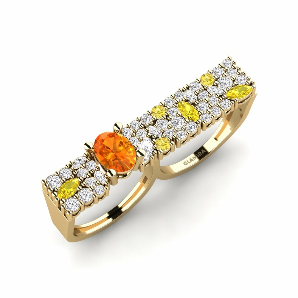 Or Jaune 18k Saphir orange Bague Raito
