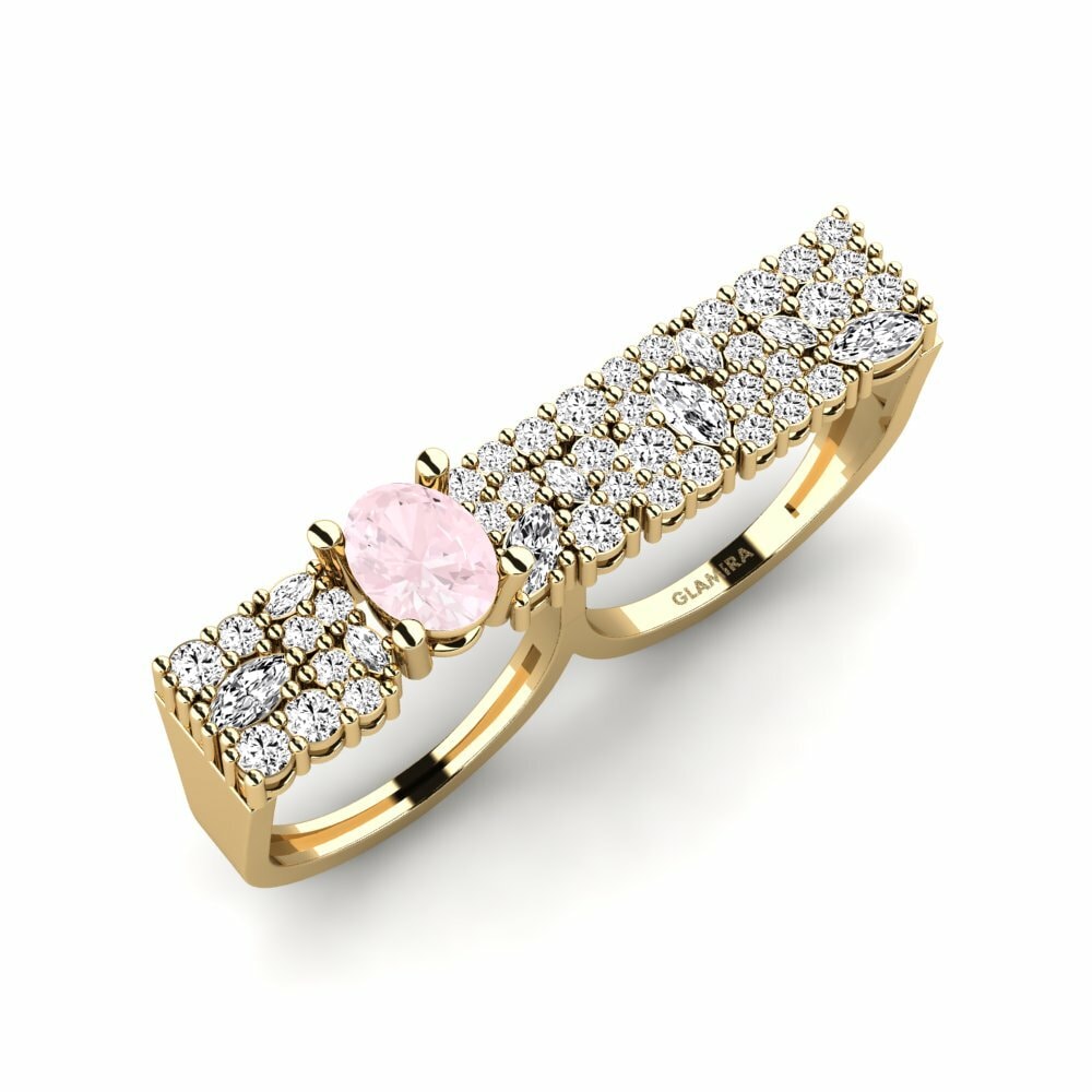 Or Jaune 18k Quartz Rose Bague Raito