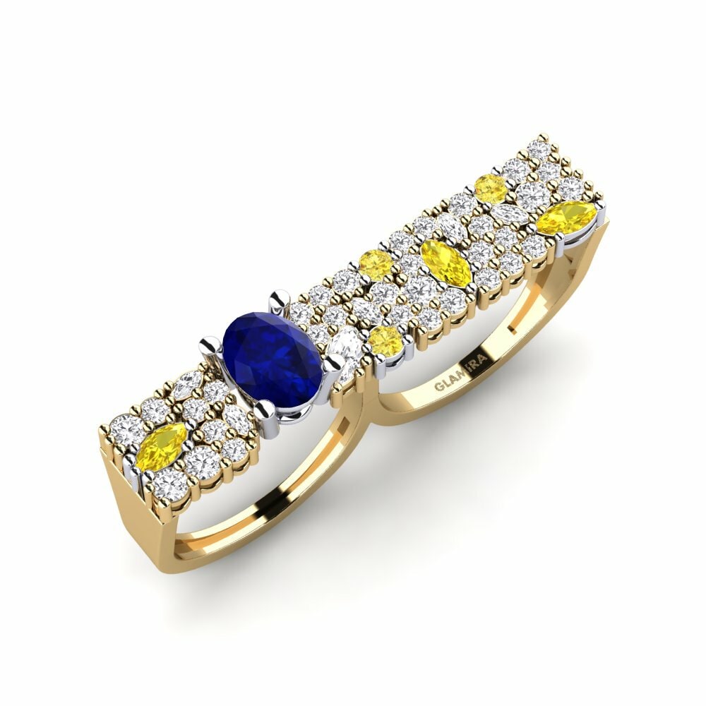 Vàng-Trắng 9K Đá Sapphire Nhẫn Raito