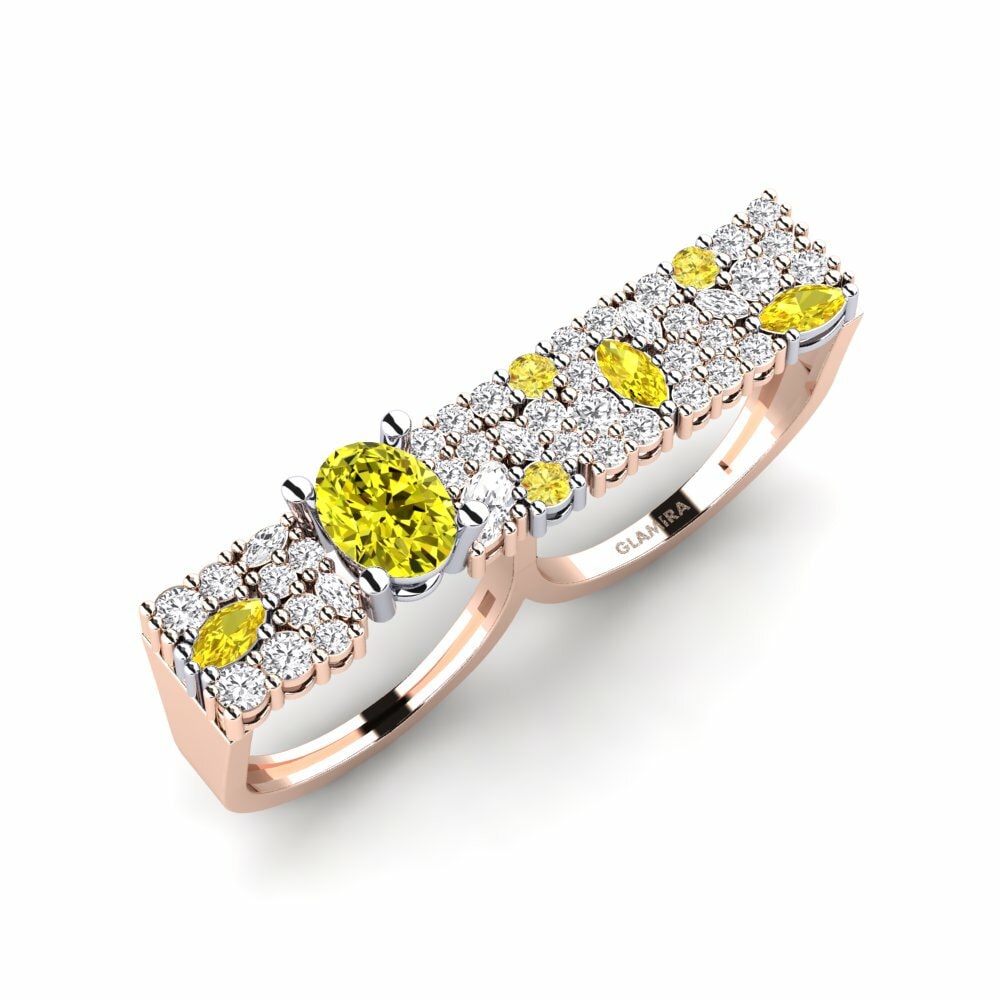 18k Rose & White Gold Yellow Diamond Ring Raito