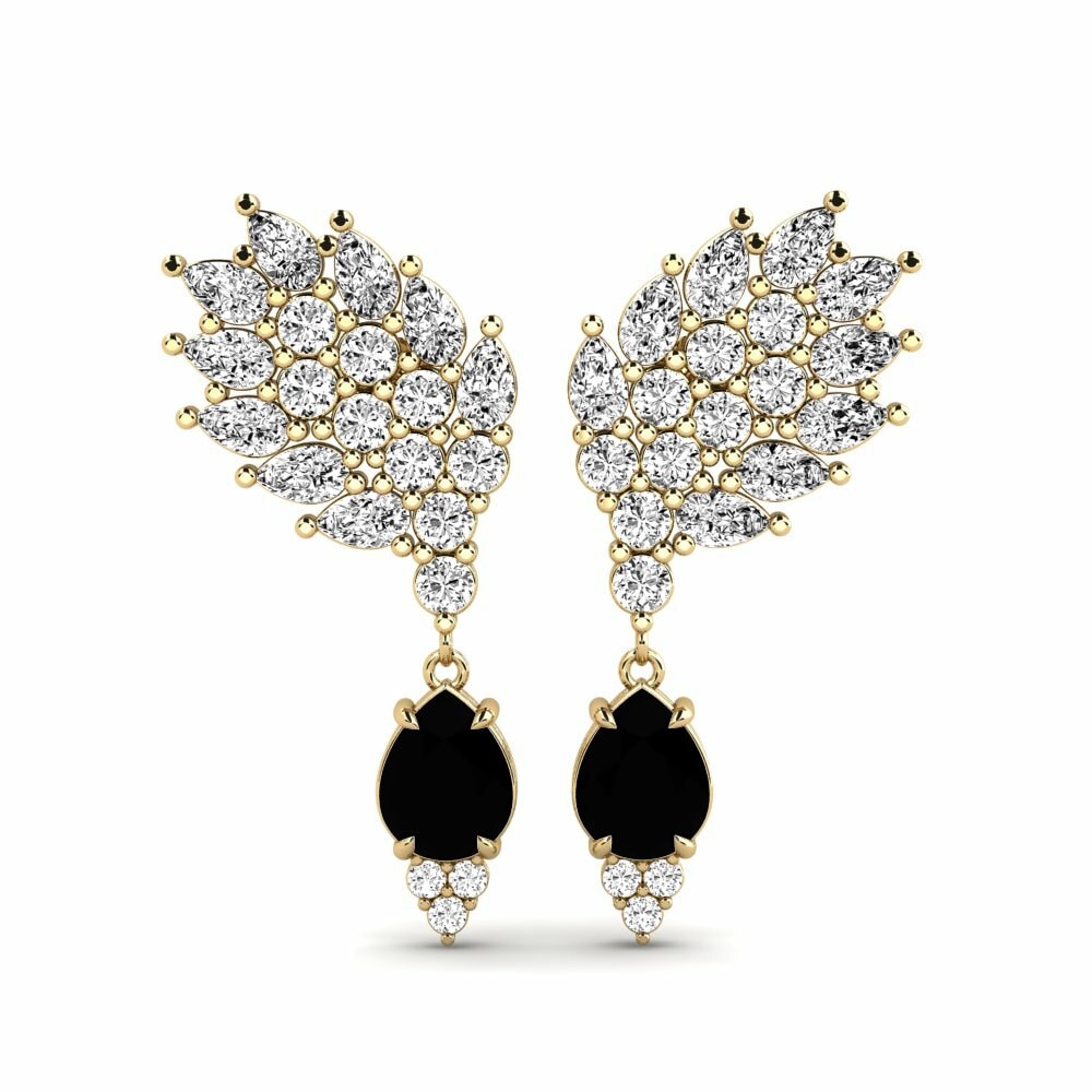 14k Yellow Gold Black Onyx Women's Earring Reluciente