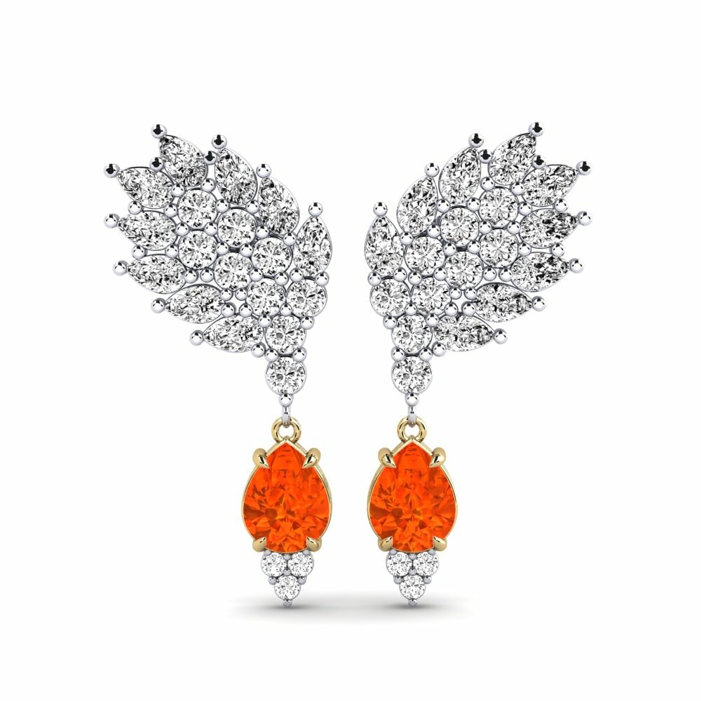 14k White & Yellow Gold Fire-Opal Women's Earring Reluciente