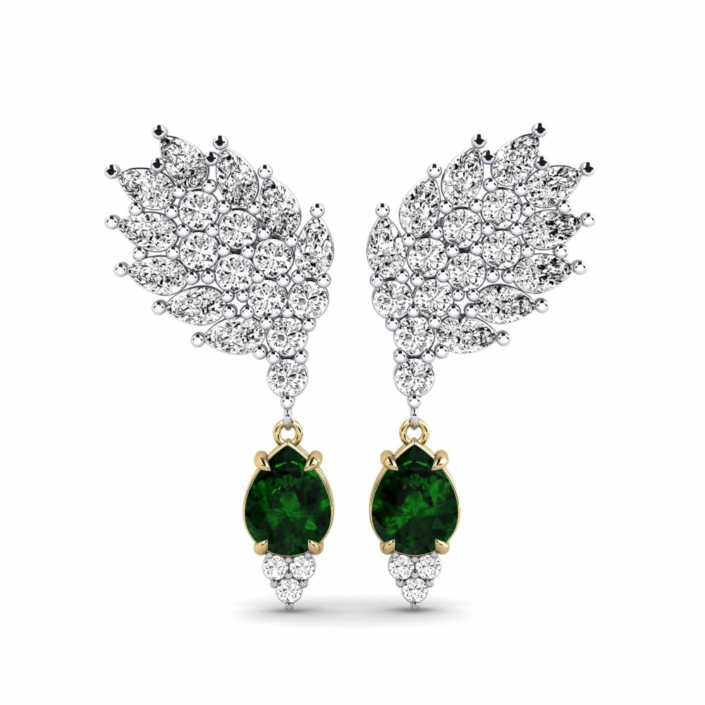 14k White & Yellow Gold Green Tourmaline Women's Earring Reluciente