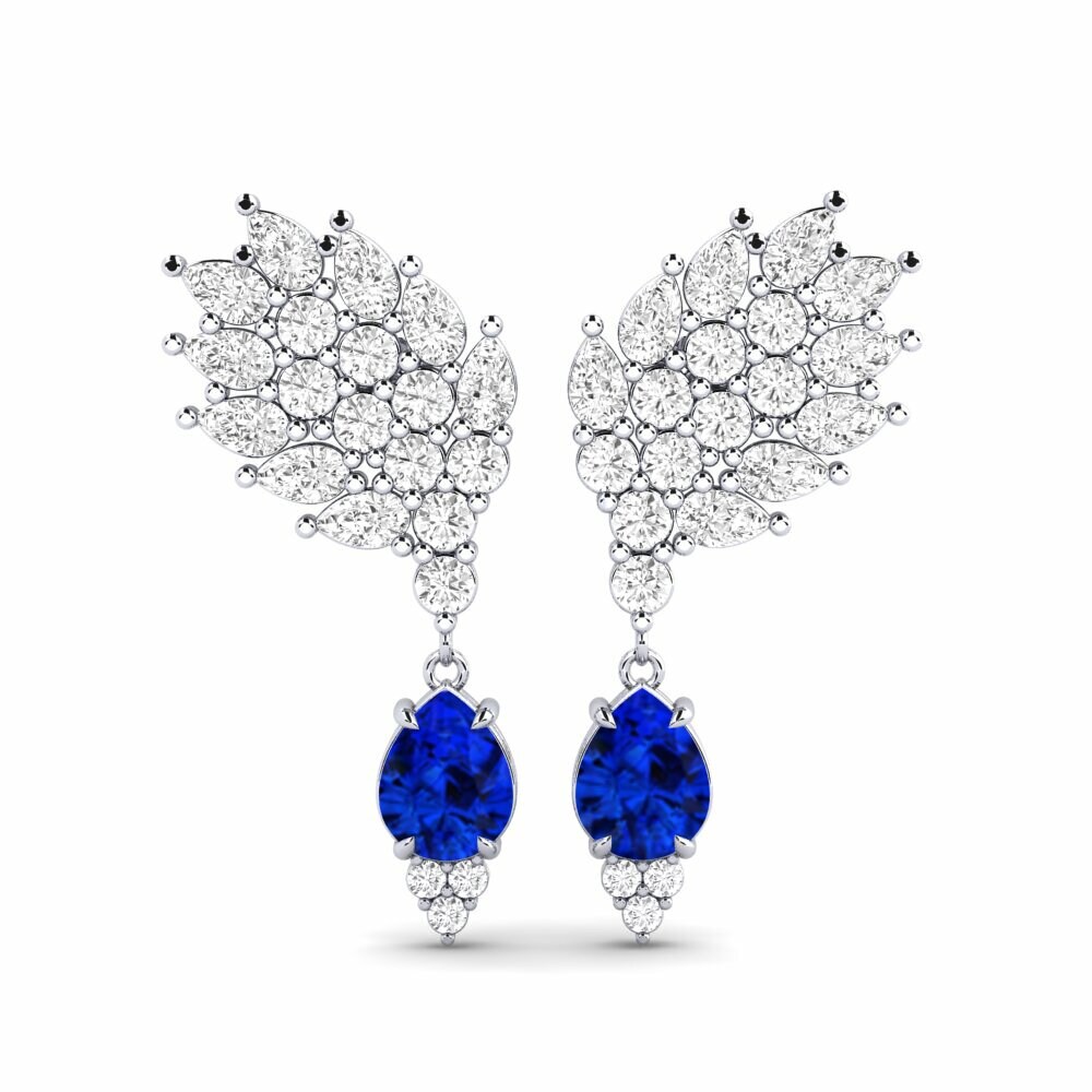 9k White Gold Sapphire (Lab Created) Women's Earring Reluciente