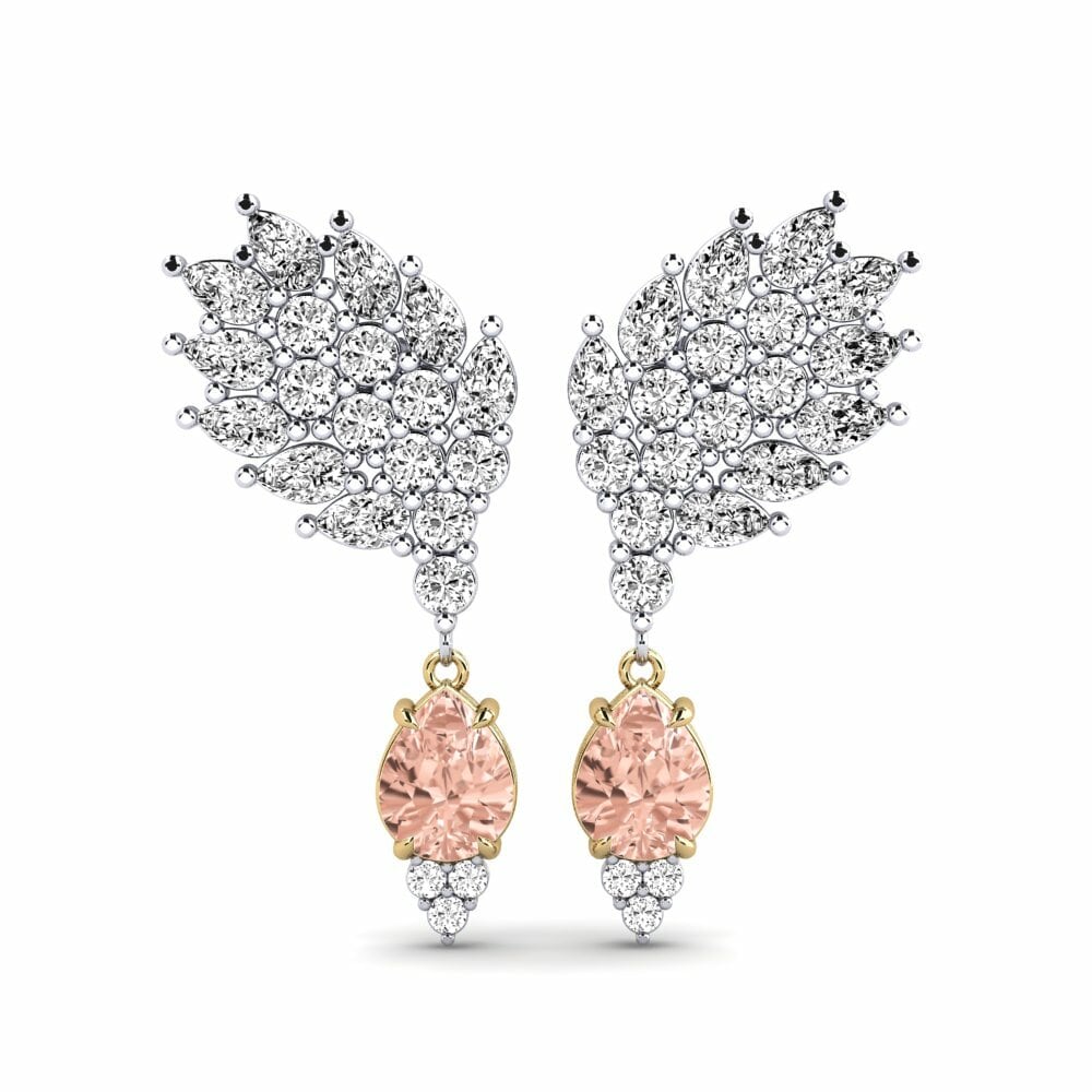 14k White & Yellow Gold Morganite Women's Earring Reluciente
