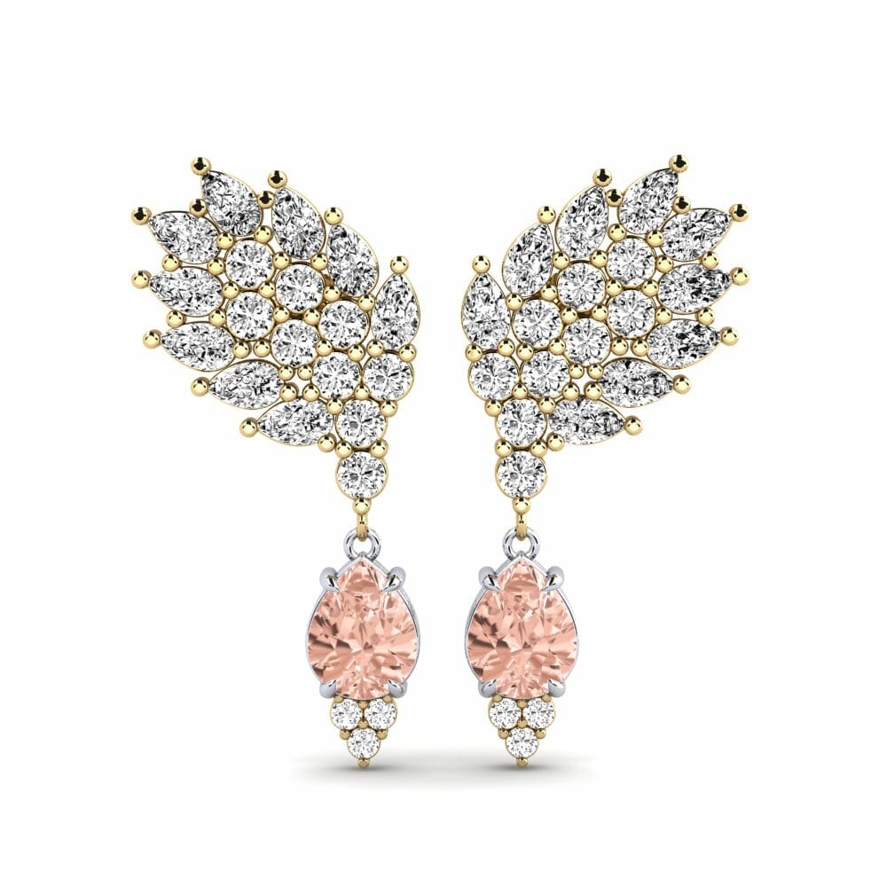 14k Yellow & White Gold Morganite Women's Earring Reluciente