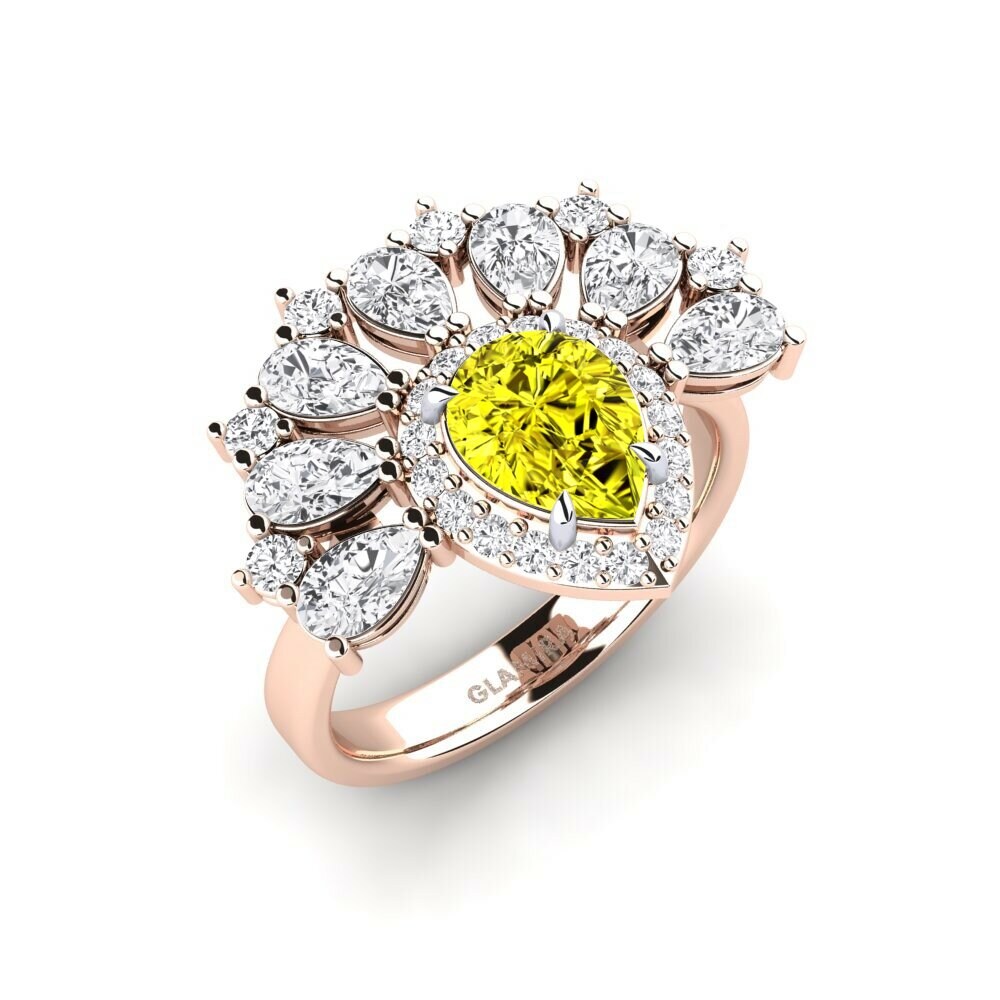 18k Rose & White Gold Yellow Diamond Ring Reluzente