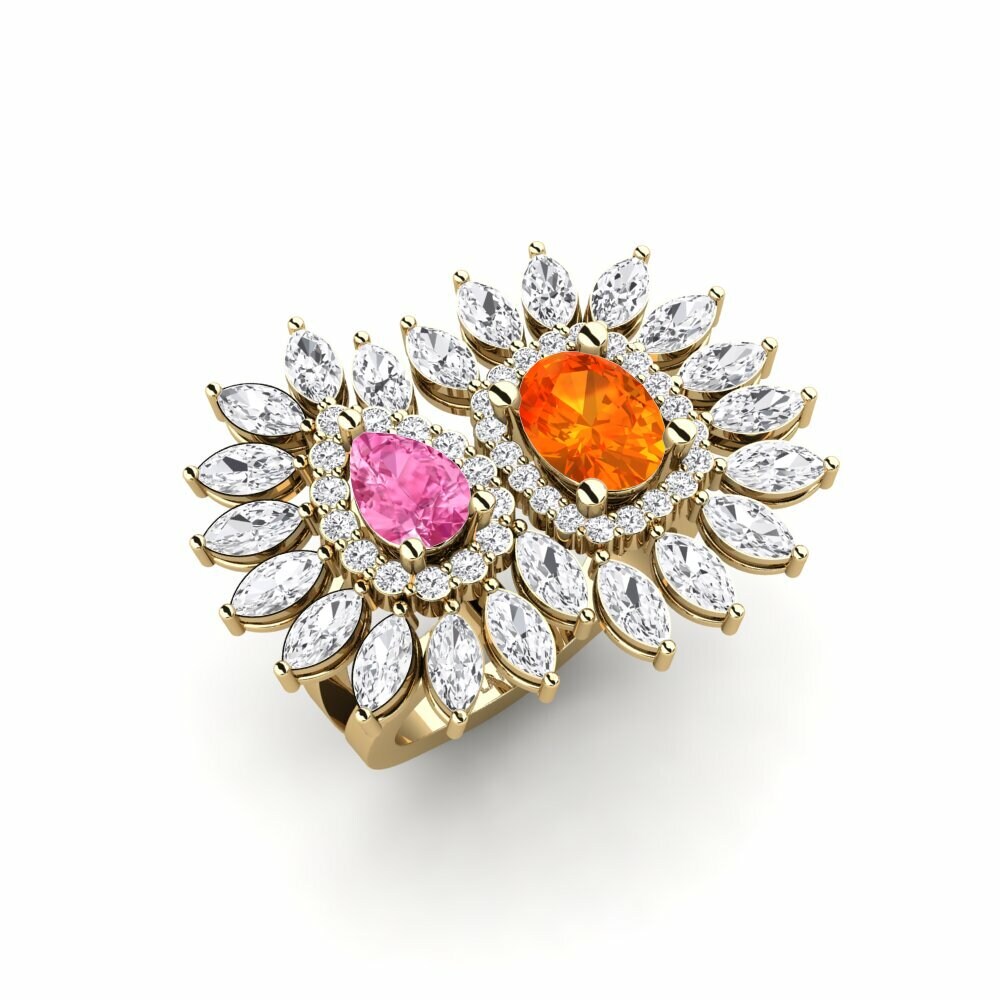 Or Jaune 18k Saphir orange Bague Rivoni
