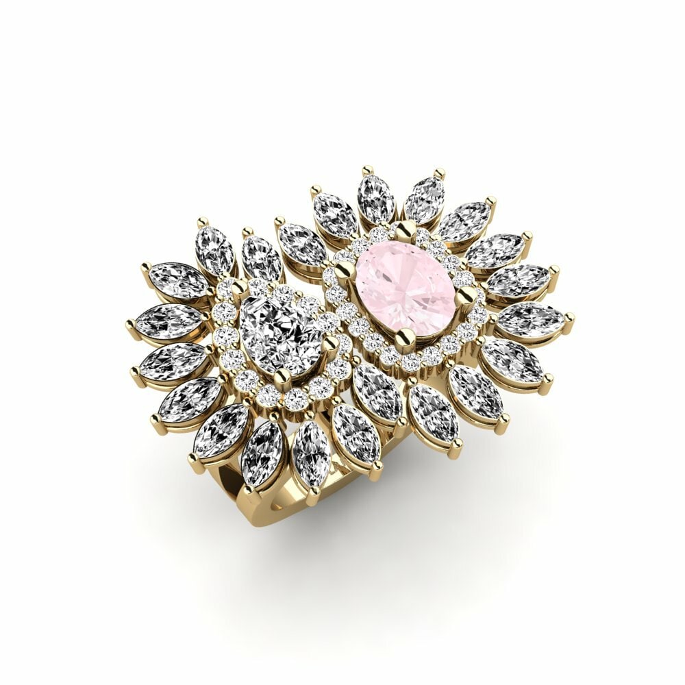 Or Jaune 18k Quartz Rose Bague Rivoni