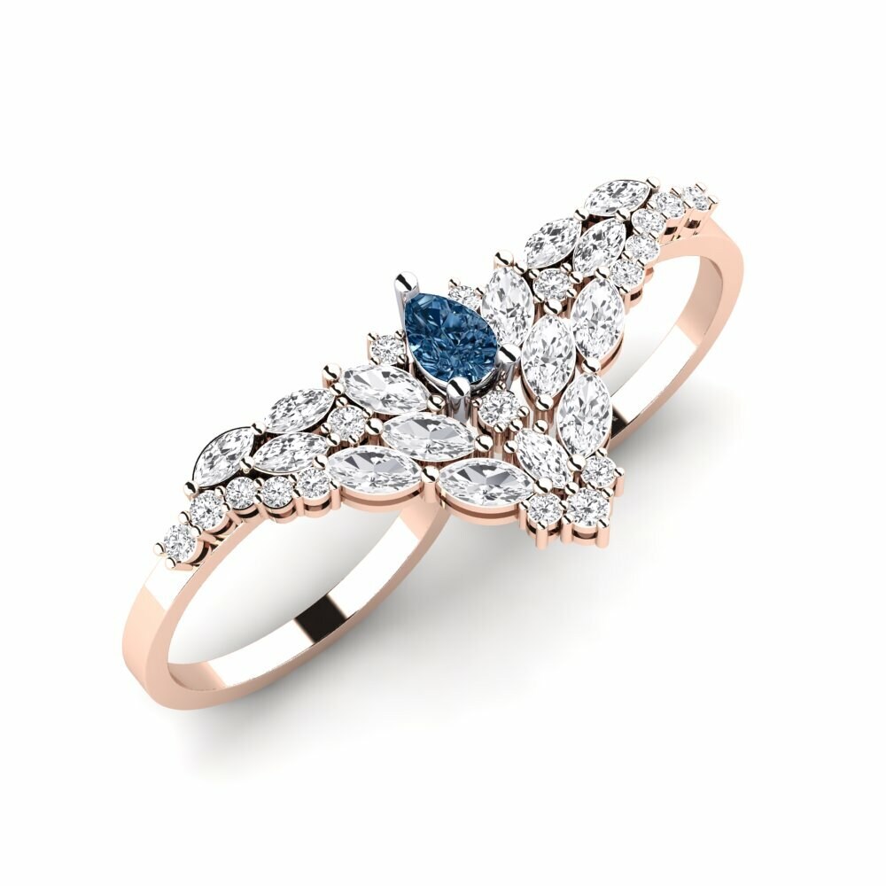 18k Rose & White Gold Blue Diamond Ring Scintilla