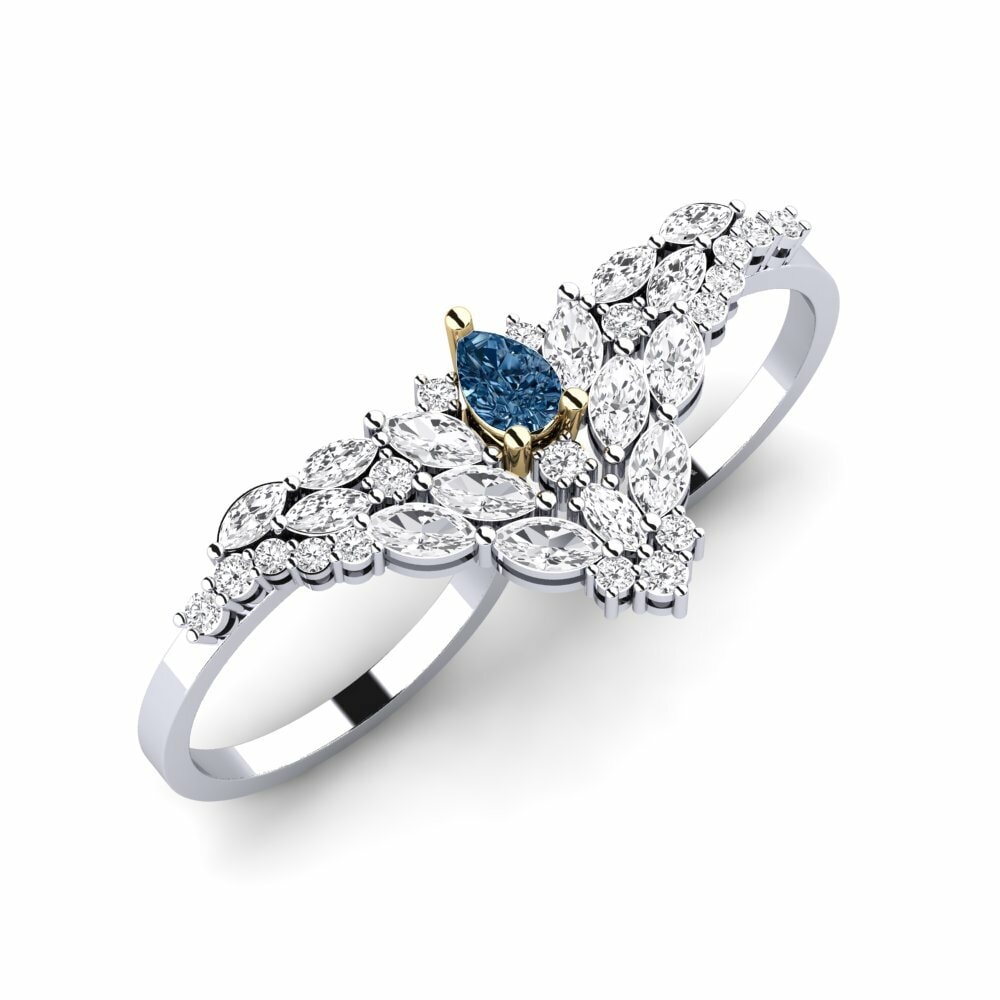 9k White & Yellow Gold Blue Diamond Ring Scintilla