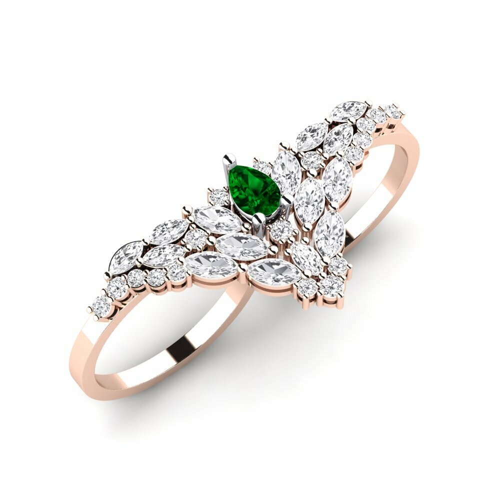 Or Rose& Blanc 18k Zircone Vert Bague Scintilla