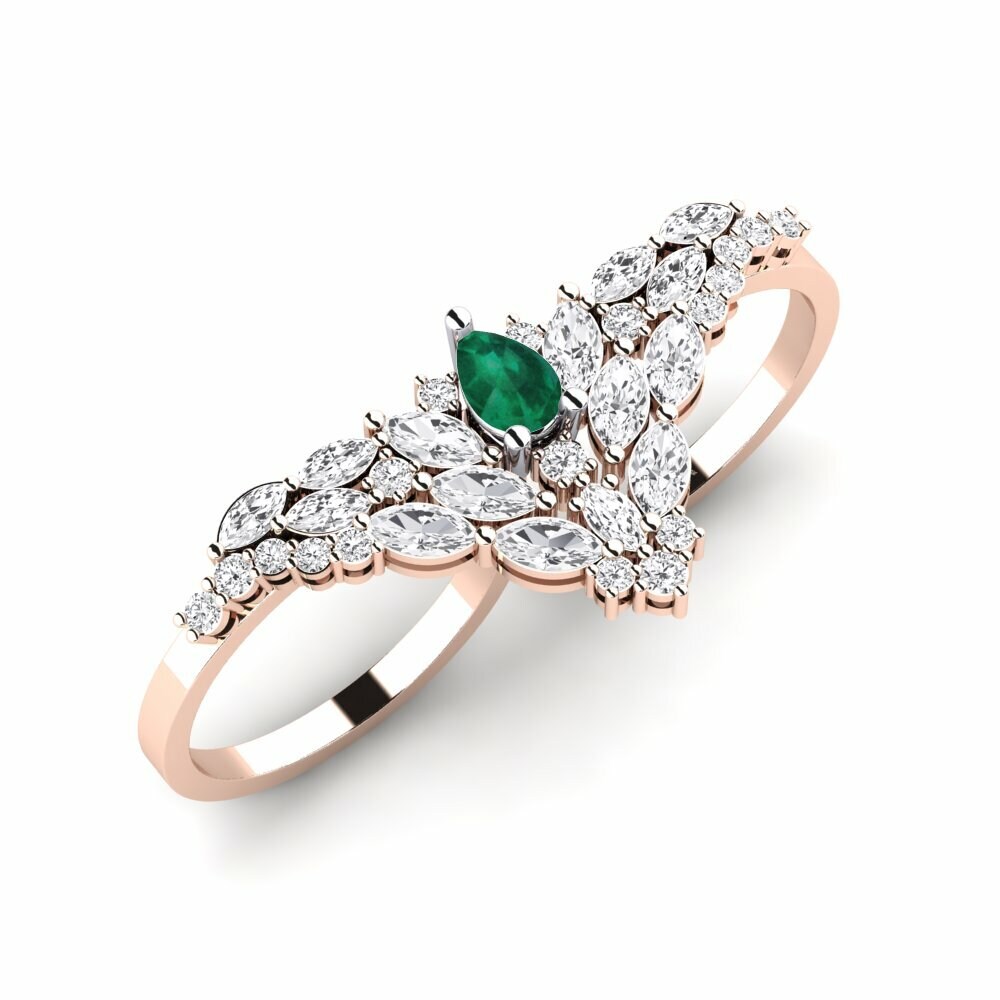 Or Rose& Blanc 14k Émeraude Bague Scintilla