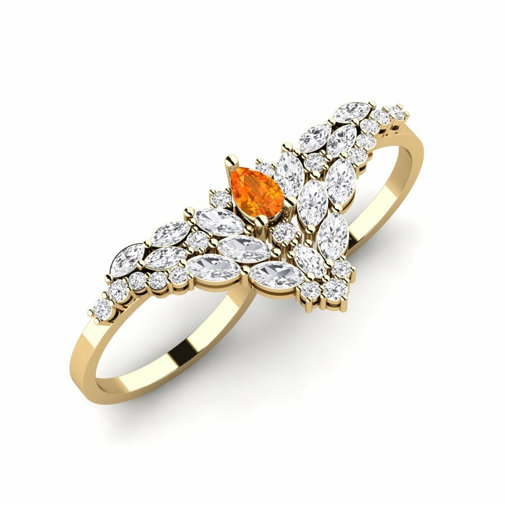 Or Jaune 18k Saphir orange Bague Scintilla
