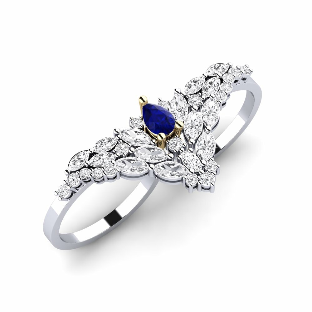 9k White & Yellow Gold Sapphire Ring Scintilla