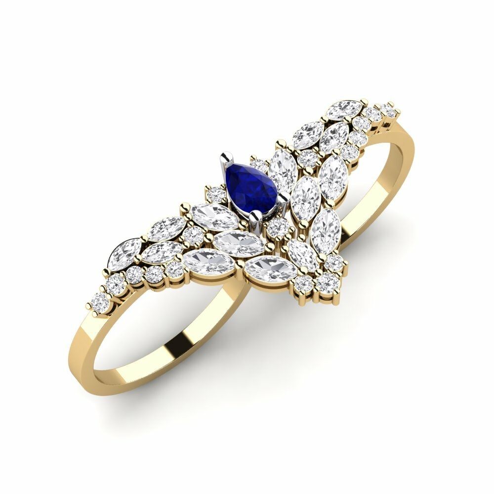 Vàng-Trắng 9K Đá Sapphire Nhẫn Scintilla